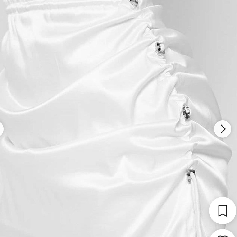 Maniere de Voir White Satiny Ruched Mini Dress 2 - Picture 9 of 9